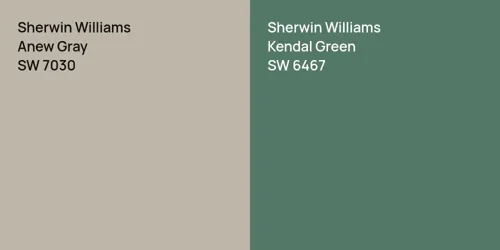 SW 7030 Anew Gray vs SW 6467 Kendal Green