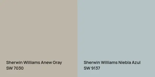 SW 7030 Anew Gray vs SW 9137 Niebla Azul