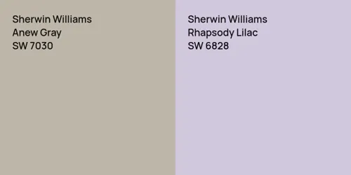 SW 7030 Anew Gray vs SW 6828 Rhapsody Lilac