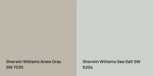 SW 7030 Anew Gray vs SW 6204 Sea Salt