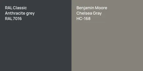 RAL 7016  Anthracite grey vs HC-168 Chelsea Gray