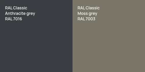 RAL 7016  Anthracite grey vs RAL 7003  Moss grey