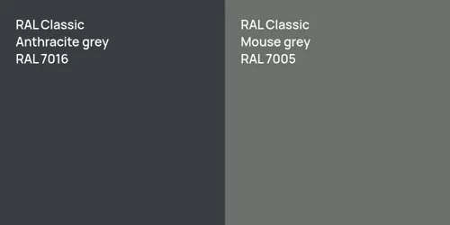 RAL 7016  Anthracite grey vs RAL 7005  Mouse grey