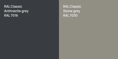 RAL 7016  Anthracite grey vs RAL 7030  Stone grey