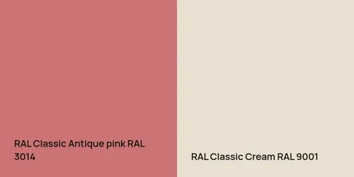 RAL 3014 Antique pink vs RAL 9001  Cream