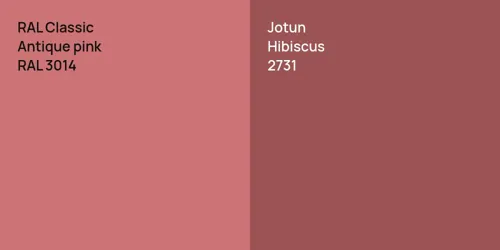 RAL 3014 Antique pink vs 2731 Hibiscus