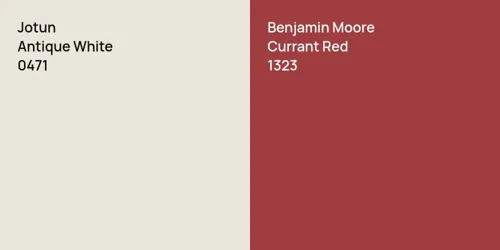 0471 Antique White vs 1323 Currant Red