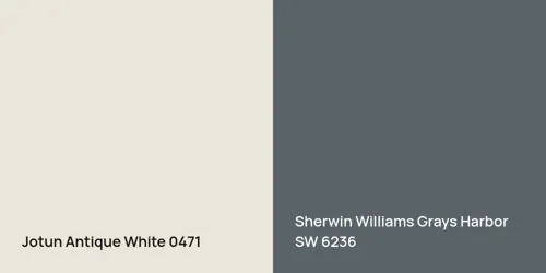 0471 Antique White vs SW 6236 Grays Harbor