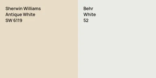 SW 6119 Antique White vs 52 White