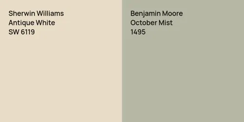 SW 6119 Antique White vs 1495 October Mist