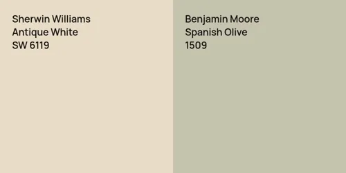 SW 6119 Antique White vs 1509 Spanish Olive