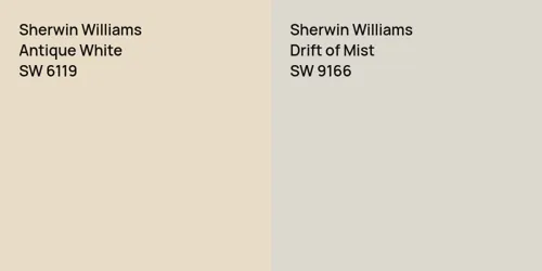 SW 6119 Antique White vs SW 9166 Drift of Mist