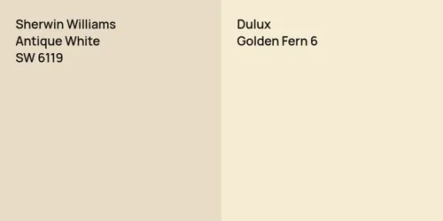 SW 6119 Antique White vs null Golden Fern 6