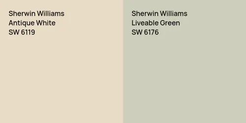 SW 6119 Antique White vs SW 6176 Liveable Green