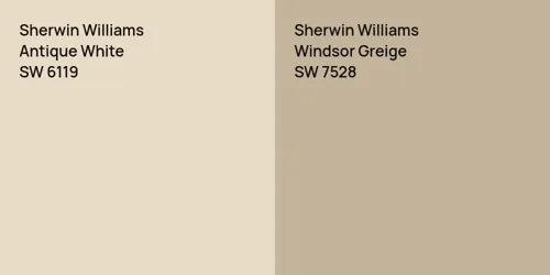 SW 6119 Antique White vs SW 7528 Windsor Greige