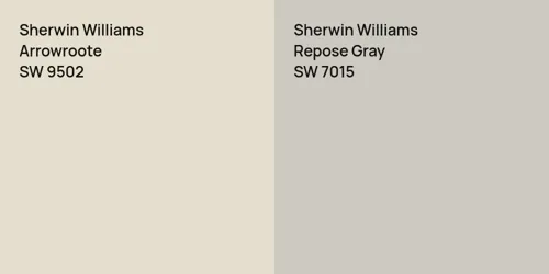 SW 9502 Arrowroote vs SW 7015 Repose Gray