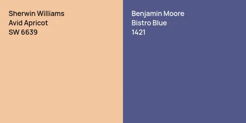 SW 6639 Avid Apricot vs 1421 Bistro Blue