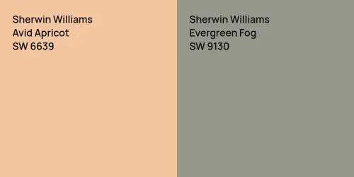 SW 6639 Avid Apricot vs SW 9130 Evergreen Fog