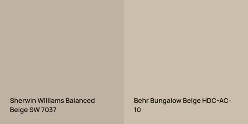 SW 7037 Balanced Beige vs HDC-AC-10 Bungalow Beige