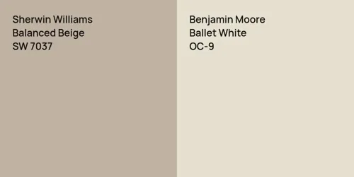 SW 7037 Balanced Beige vs OC-9 Ballet White