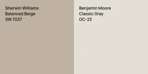 SW 7037 Balanced Beige vs OC-23 Classic Gray