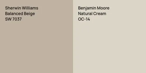 SW 7037 Balanced Beige vs OC-14 Natural Cream