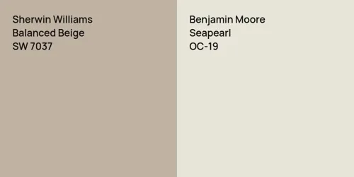 SW 7037 Balanced Beige vs OC-19 Seapearl