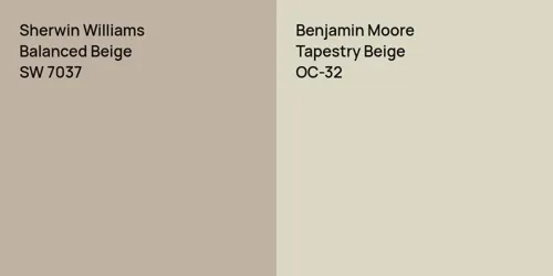 SW 7037 Balanced Beige vs OC-32 Tapestry Beige