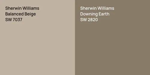 SW 7037 Balanced Beige vs SW 2820 Downing Earth