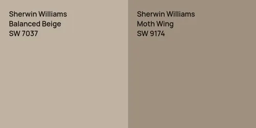 SW 7037 Balanced Beige vs SW 9174 Moth Wing