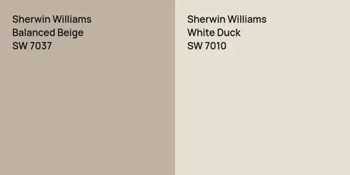 SW 7037 Balanced Beige vs SW 7010 White Duck