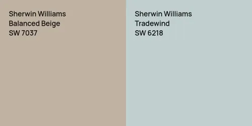 SW 7037 Balanced Beige vs SW 6218 Tradewind