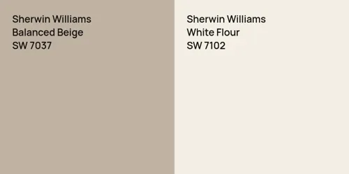 SW 7037 Balanced Beige vs SW 7102 White Flour