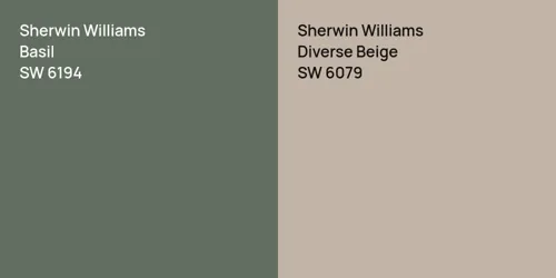 SW 6194 Basil vs SW 6079 Diverse Beige