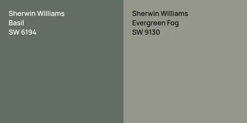 SW 6194 Basil vs SW 9130 Evergreen Fog