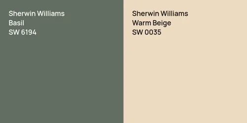 SW 6194 Basil vs SW 0035 Warm Beige