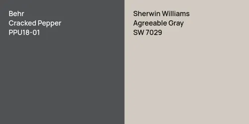 PPU18-01 Cracked Pepper vs SW 7029 Agreeable Gray