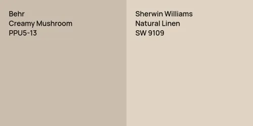 PPU5-13 Creamy Mushroom vs SW 9109 Natural Linen