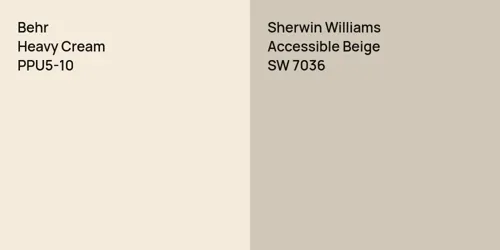 PPU5-10 Heavy Cream vs SW 7036 Accessible Beige