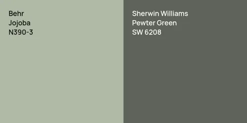 N390-3 Jojoba vs SW 6208 Pewter Green