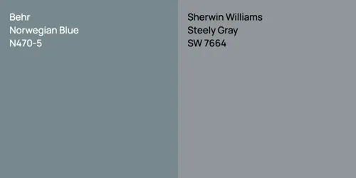 N470-5 Norwegian Blue vs SW 7664 Steely Gray