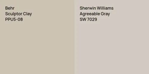 PPU5-08 Sculptor Clay vs SW 7029 Agreeable Gray