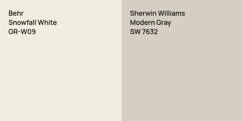 GR-W09 Snowfall White vs SW 7632 Modern Gray