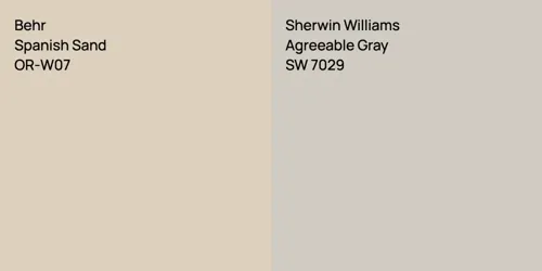 OR-W07 Spanish Sand vs SW 7029 Agreeable Gray