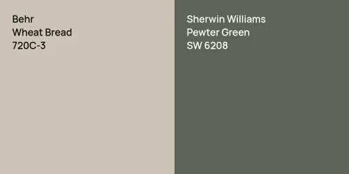 720C-3 Wheat Bread vs SW 6208 Pewter Green