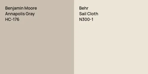 Benjamin Moore Annapolis Gray vs. Benjamin Moore Sail Cloth comparison