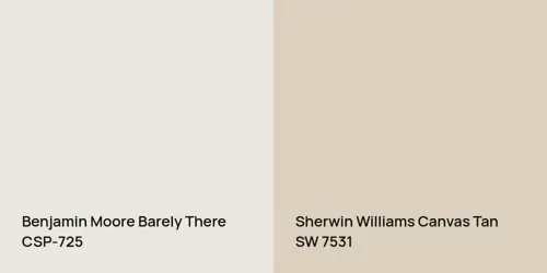 CSP-725 Barely There vs SW 7531 Canvas Tan