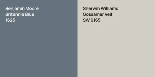 1623 Britannia Blue vs SW 9165 Gossamer Veil