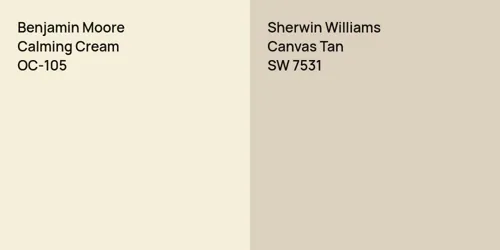 OC-105 Calming Cream vs SW 7531 Canvas Tan