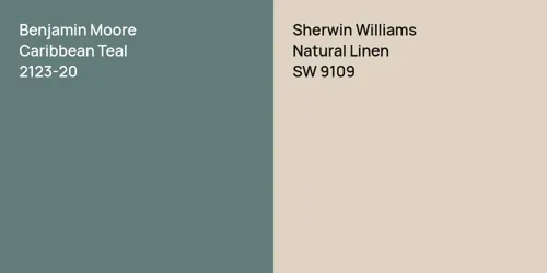 2123-20 Caribbean Teal vs SW 9109 Natural Linen